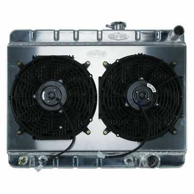 Cold Case Radiators 64-65 GTO Tri-Power w/AT w/o AC 15.5 Aluminum Radiator and Dual 12 Fan Kit - CR-GPG19AK