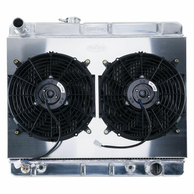 Cold Case Radiators 64-67 GTO w/AT w/o AC HO/SD 1.25 Cooling Tubes 15.5 Radiator and 12 Fan KIT - CR-GPG34ASK