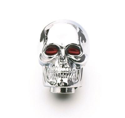 Mr Gasket Chrome Shifter Knob, Skull w/Red Eyes, 5/16 Thru 1/2 Diameter Shift Lever - MRG-9628
