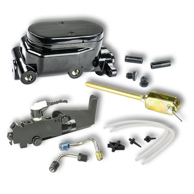 The Right Stuff Black 1 Bore Master Cylinder 4 port GM Truck style Valve Combo, Disc/Drum - B5641