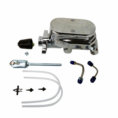The Right Stuff Chrome 1 1/8 Bore Master Cylinder 4 port GM Truck style Valve Combo, Disc/Drum - J5141