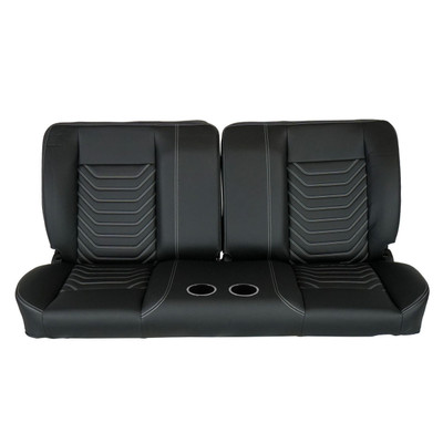  PUI Interiors  60" Sport Mod I Bench Seat Blk Vinyl Wide Blk Insert White Thread w/Cupholder - (RM-BA11X6C) 