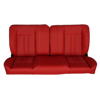  PUI Interiors  60" Sport Mod II Bench Seat Red Vinyl Thin Red Insert Wht Thread w/o Cupholder - (RM-BB22X6X) 