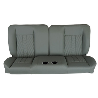 PUI Interiors  60" Sport Mod II Bench Seat Gray Vinyl Narrow Gray Insert Gray Thread w/Cupholder - (RM-BB44X4C)