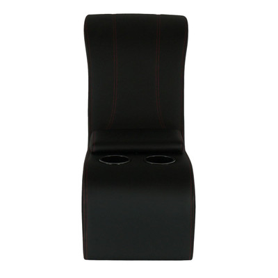  PUI Interiors Truck Console - Black Vinyl, Red Thread, with Cupholders and with Storage - (RM-CA12) 