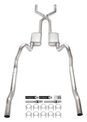  Pypes Exhaust 1966-1974 Mopar B-Body 3" Crossmember Back Exhaust w/X-Pipe & Race Pro Mufflers - (SMB13R-PYP) 