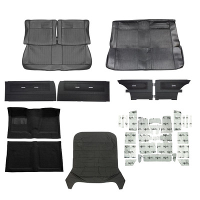 PUI Interiors 1962 Chevrolet Chevy II/Nova Interior Kit, Bench Seats, Standard, Coupe, Black - (62NOVBLKINTBNCH-K)