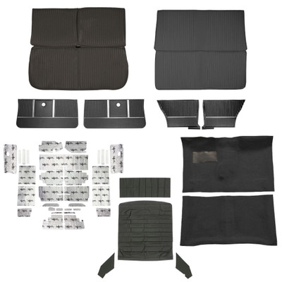 PUI Interiors 1964 Chevrolet Chevelle Interior Kit, Bench Seats, Standard, Coupe, Black - (64CHVBLKINTBNCH-K)