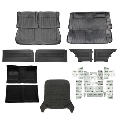 PUI Interiors 1964 Chevrolet Chevy II/Nova Interior Kit, Bench Seats, Standard, Coupe, Black - (64NOVBLKINTBNCH-K)