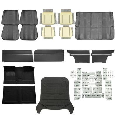 PUI Interiors 1965 Chevrolet Chevy II/Nova Interior Kit, Standard, Coupe, Black - (65NOVBLKINT-K)