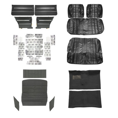 PUI Interiors 1966 Chevrolet Chevelle Interior Kit, Bench Seats, Standard, Coupe, Black - (66CHVBLKINTBNCH-K)