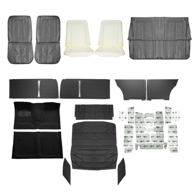 PUI Interiors 1966 Chevrolet Chevy II/Nova Interior Kit, Standard, Coupe, Black - (66NOVBLKINT-K)