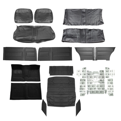 PUI Interiors 1967 Chevrolet Chevy II/Nova Interior Kit, Bench Seats, Standard, Coupe, Black - (67NOVBLKINTBNCH-K)