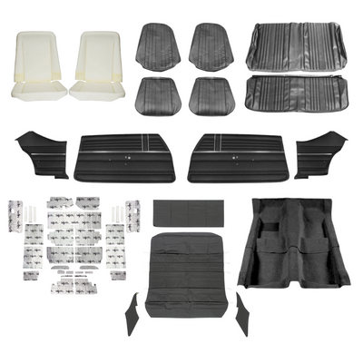 PUI Interiors 1969 Chevrolet Chevelle Complete Interior Kit, Standard, 4 Speed, 2-Door, Hardtop, Black - (69CHVBLKINT-K)