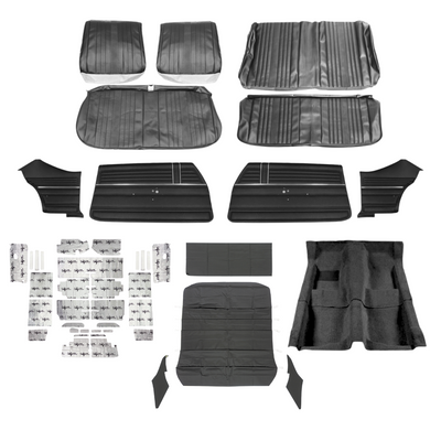PUI Interiors 1969 Chevrolet Chevelle Interior Kit, Bench Seats, Standard, Coupe, Black - (69CHVBLKINTBNCH-K)