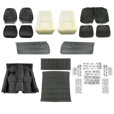 PUI Interiors 1970 Chevrolet Camaro Interior Kit, Standard, 4 Speed, Coupe, Black - (70CAMBLKINT-K)