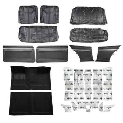 First Place Auto Parts 1970 Chevrolet Nova Interior Kit, Bench Seats, Standard, Coupe, Black - (70NOVBLKINTBNCH-K)