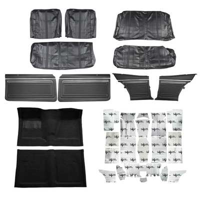 PUI Interiors 1971 Chevrolet Chevy II/Nova Interior Kit, Bench Seats, Standard, Coupe, Black - (71NOVBLKINTBNCH-K)
