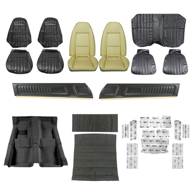 PUI Interiors 1972 Chevrolet Camaro Interior Kit, Standard, 4 Speed, Coupe, Black - (72CAMBLKINT-K)