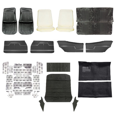 PUI Interiors 1972 Chevrolet Chevelle Complete Interior Kit, Standard, 4 Speed, 2-Door, Hardtop, Black - (72CHVBLKINT-K)