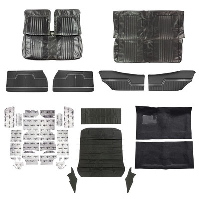 PUI Interiors 1972 Chevrolet Chevelle Interior Kit, Bench Seats, Standard, Coupe, Black - (72CHVBLKINTBNCH-K)