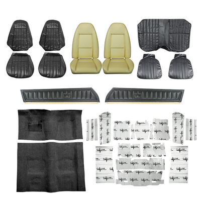 PUI Interiors 1975 Chevrolet Camaro Interior Kit, Standard, 4 Speed, Coupe, Black - (75CAMBLKINT-K)