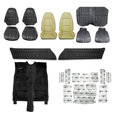 PUI Interiors 1976 Chevrolet Camaro Interior Kit, Standard, 4 Speed, Coupe, Black - (76CAMBLKINT-K)