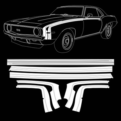Trim Parts 1969 SS Camaro Original Style Hockey Stick Stencil (Only) Stripe Kit - (TPG-6737)