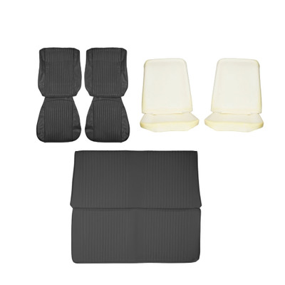 First Place Auto Parts 1964 Chevrolet Chevelle Upholstery Kit, Bucket Seats, Standard, Coupe, Black - (64CHVBLKUPINT-K)