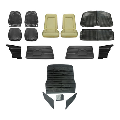 First Place Auto Parts 1968 Chevrolet Camaro Basic Interior Kit, Bucket Seats, Standard, Coupe, Black - (68CAMBLKSMINT-K)