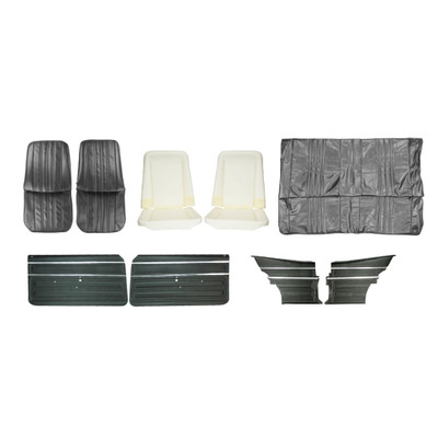 First Place Auto Parts 1968 Chevrolet Chevy II/Nova Basic Interior Kit, Bucket Seats, Standard, Coupe, Black - (68NOVBLKSMINT-K)