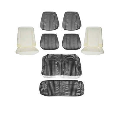 First Place Auto Parts 1971 Chevrolet Chevelle Upholstery Kit, Bucket Seats, Standard, Coupe, Black - (71CHVBLKUPINT-K)