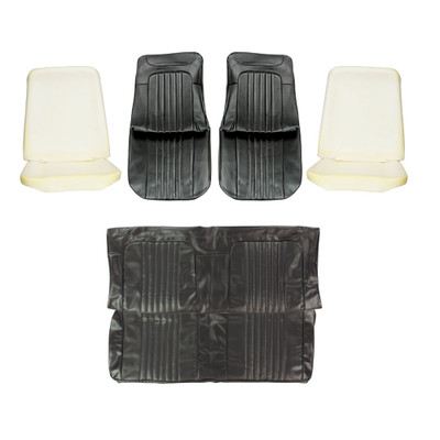 First Place Auto Parts 1972 Chevrolet Chevelle Upholstery Kit, Bucket Seats, Standard, Coupe, Black - (72CHVBLKUPINT-K)