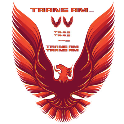 Trim Parts 1980 Firebird Trans Am, T/A 4.9, Full Vinyl Decal Kit with Hood Bird - Red - (TPG-6279)