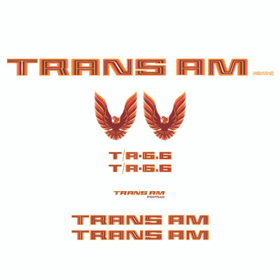 Trim Parts 1979 Firebird Trans Am, T/A 6.6, Full Vinyl Decal Kit with Hood Bird - Orange - (TPG-6760)
