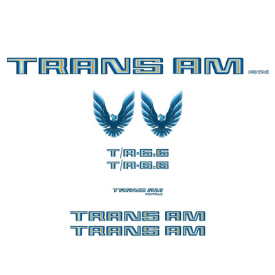 Trim Parts 1979-80 Firebird Trans Am, T/A 6.6, Full Vinyl Decal Kit without Hood Bird - Blue - (TPG-6761)