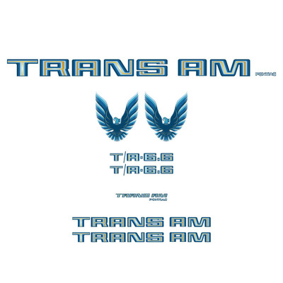  Trim Parts 1979-80 Firebird Trans Am, T/A 6.6, Full Vinyl Decal Kit without Hood Bird - Blue - (TPG-6761) 