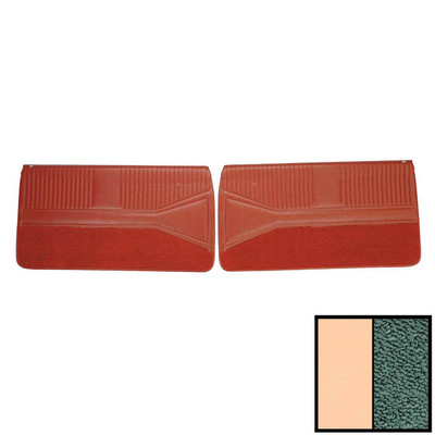PUI Interiors 1964 Chevrolet Impala SS Pre-Assembled White and Aqua Front Door Panels - 64BSD69FP