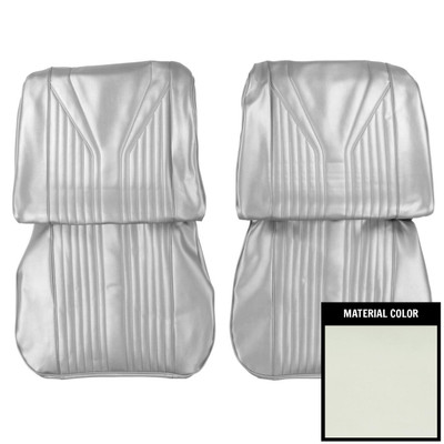 PUI Interiors 1965 Chevrolet Impala/SS White and Red Front Bucket Seat Covers - 65BS37U