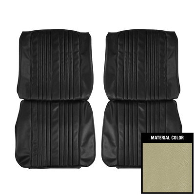 PUI Interiors 1965 Pontiac Bonneville Parchment Front Bucket Seat W/Pockets Covers - 65PSB27U