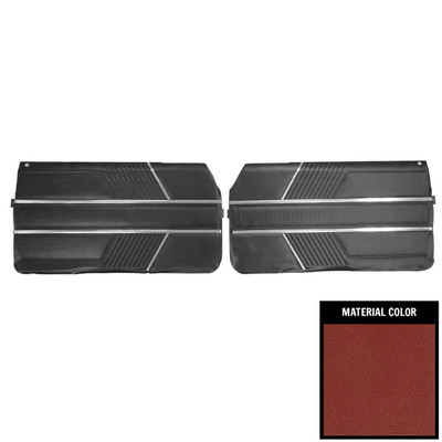 PUI Interiors 1966 Pontiac 2 2 Pre-Assembled Metallic Metallic Red Front Door Panels - 66PD208-P