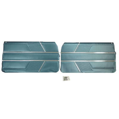 PUI Interiors 1966 Pontiac 2 2 Pre-Assembled Medium Blue Front Door Panels - 66PD215-P