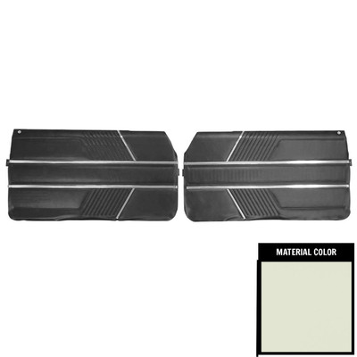 PUI Interiors 1966 Pontiac 2 2 Pre-Assembled Parchment Front Door Panels - 66PD227-P