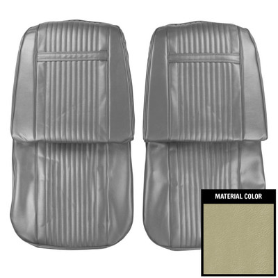 PUI Interiors 1966 Pontiac Grand Prix Parchment Front Bucket Seat Covers - 66PS27U