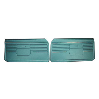 PUI Interiors 1968 Camaro Hardtop Pre-Assembled Platinum Edition Medium Blue Front Door Panels - 68FD17-P
