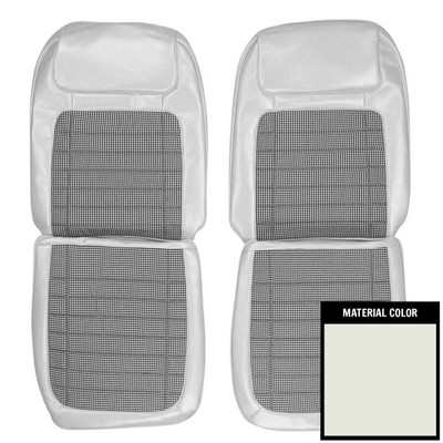 PUI Interiors 1968 Chevrolet Camaro Deluxe White Houndstooth Front Bucket Seat Covers - 68HT37U