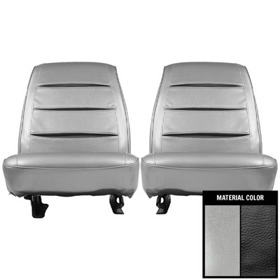 PUI Interiors 1968 Dodge Charger Hardtop Silver and Black Front Bucket Seat Covers - 68KSA814U