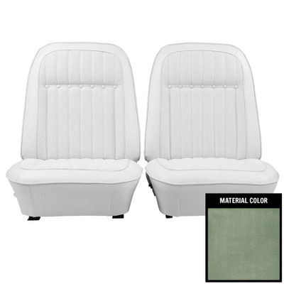 PUI Interiors 1969 Chevrolet Camaro Deluxe Drk Metallic Green Pre-Assembled Front Bucket Seats - 69DS24US-P