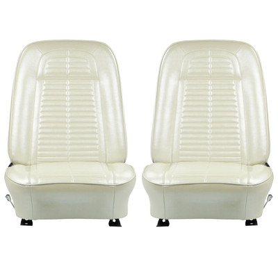 PUI Interiors 1969 Pontiac Firebird Parchment Front Bucket Seat Covers - 69ES27U