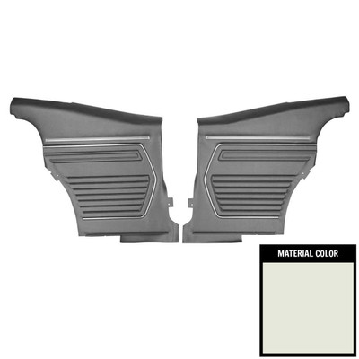 PUI Interiors 1969 Camaro Hardtop Pre-Assembled Platinum Standard White Rear Door Panels - 69FD37C-P